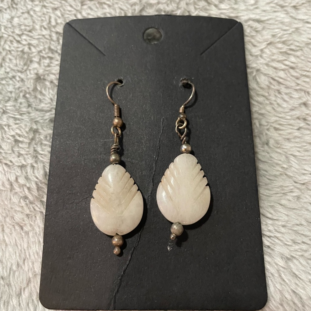 Elegant Cream Leaf Earrings